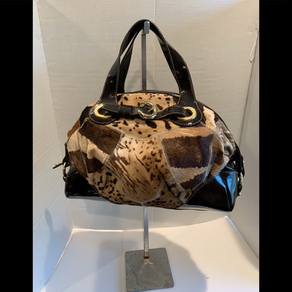Francesca Biasia calf hair and patent leat…